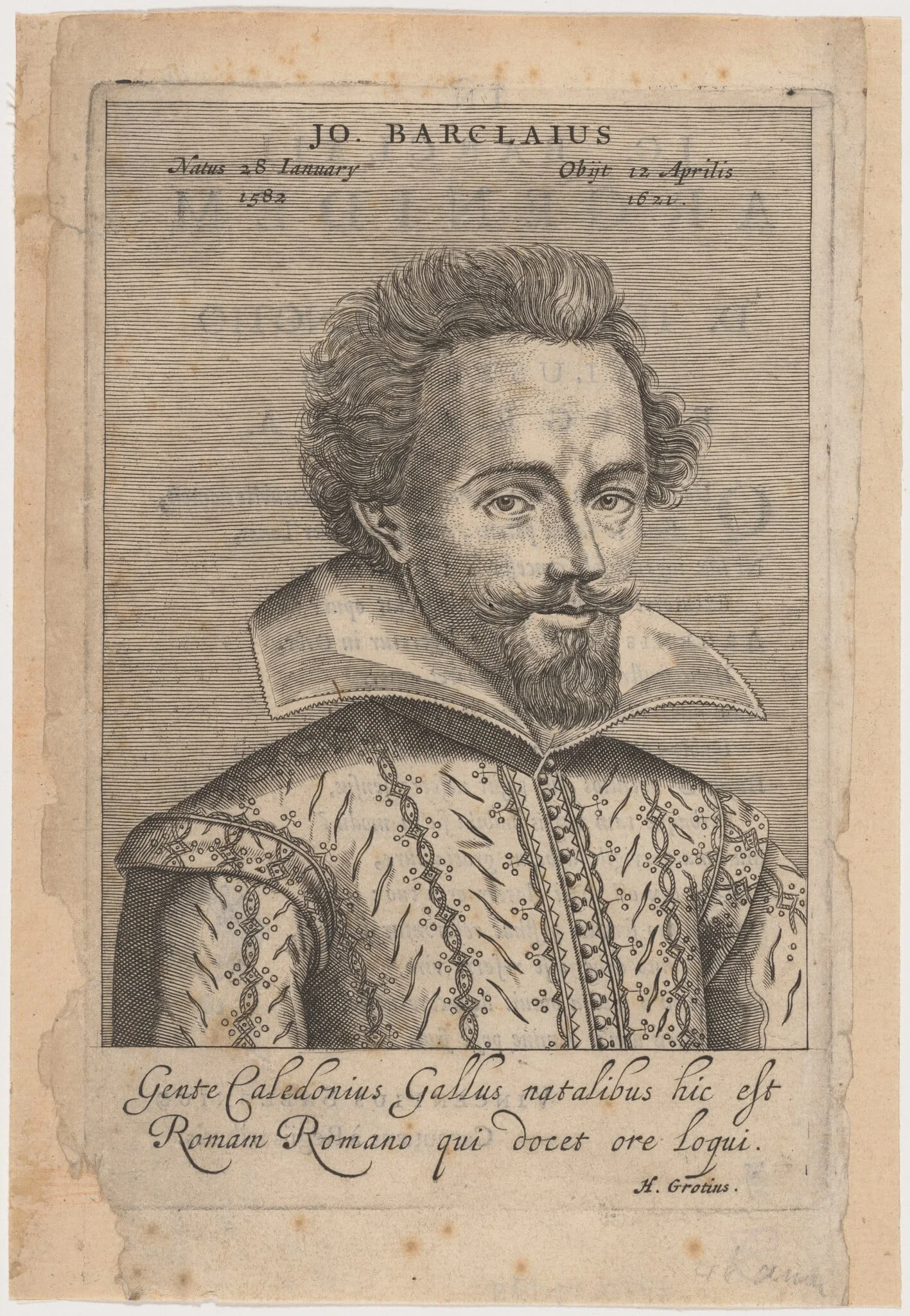 John Barclay, by Claude Mellan, ink, 1623