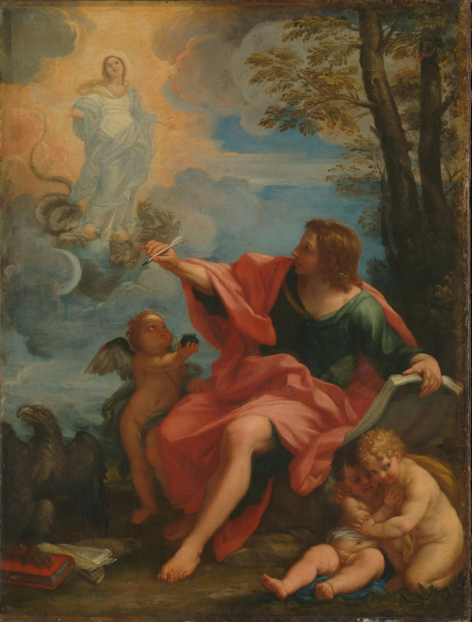 Saint John the Evangelist on Patmos, by Unknown, unspecified, 1680