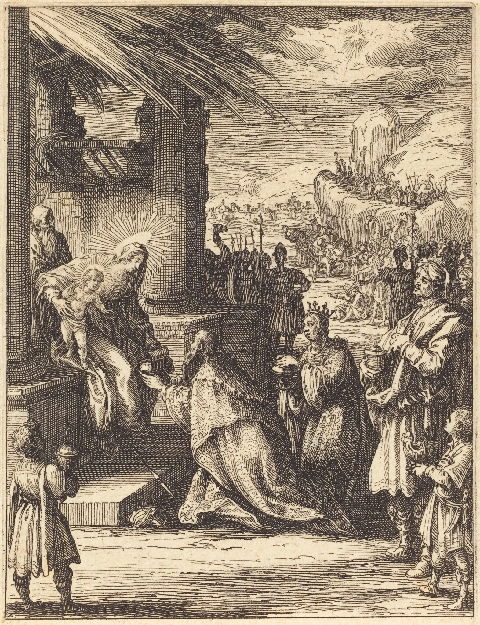 The Adoration of the Magi, by Jacques Callot, ink, 1626