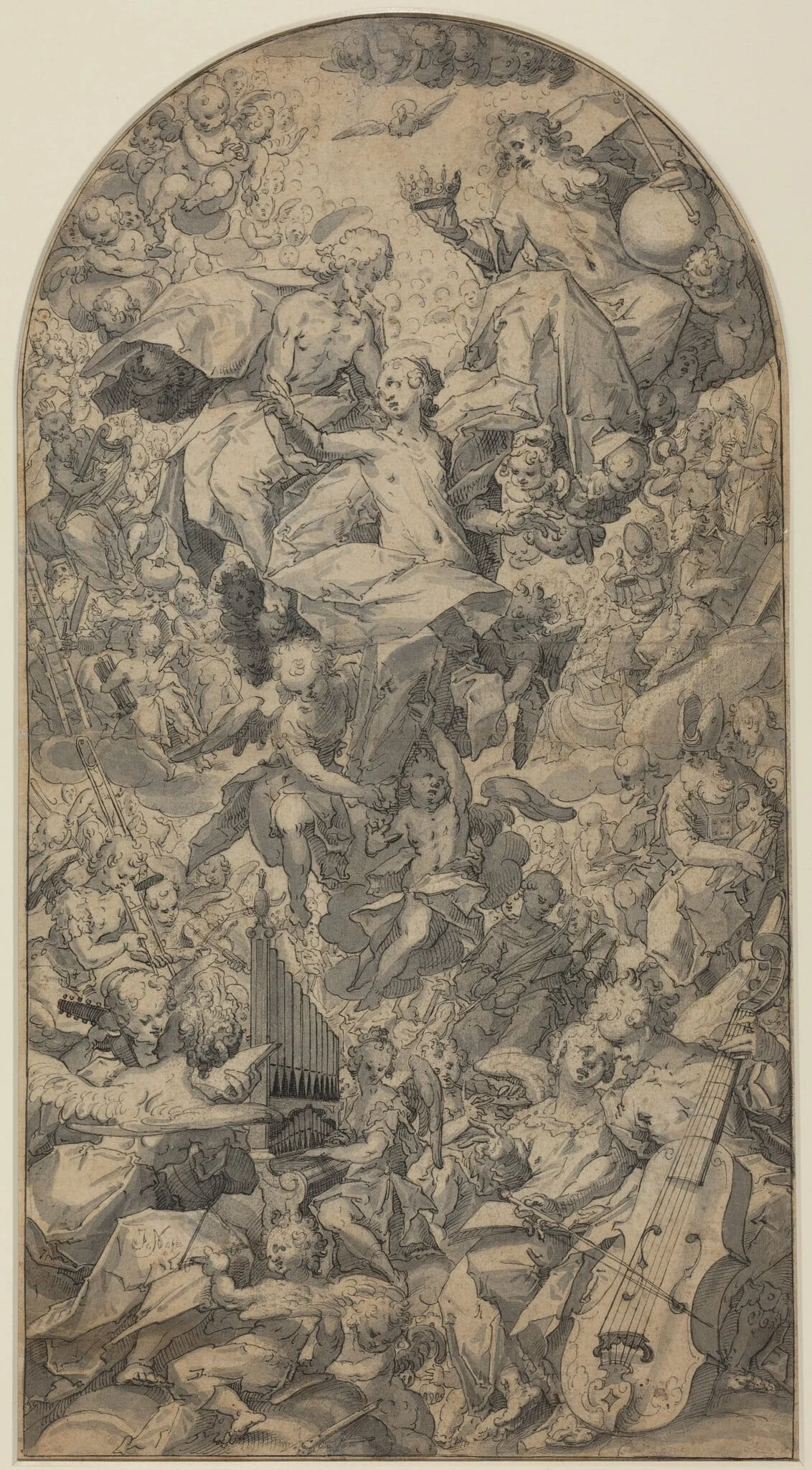 The Coronation of the Virgin with Angel Musicians and All Saints