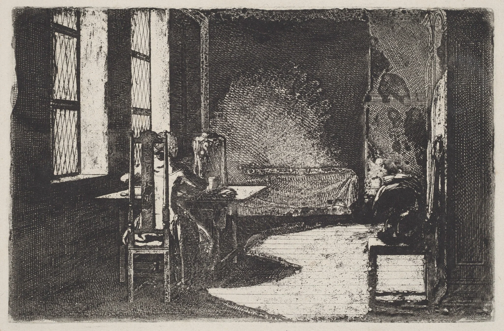 The Artist in His Mother's Room, Danzig, by Daniel Nikolaus Chodowiecki, ink, 1774