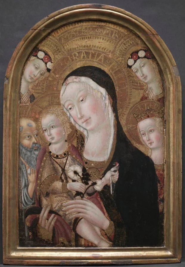 Virgin and Child with Saint Jerome and Saint Catherine of Alexandria, by Carolino da Viterbo, unspecified, 1450