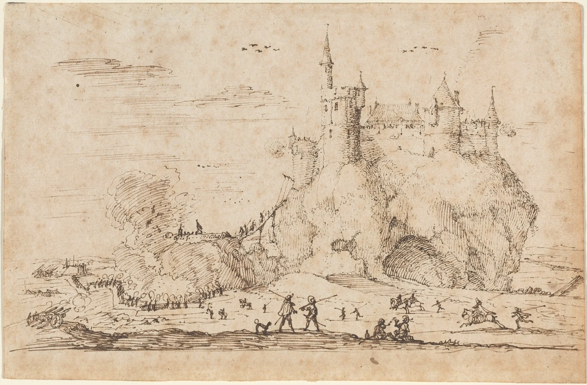 Castle under Siege, by Israël Silvestre, ink, 1656