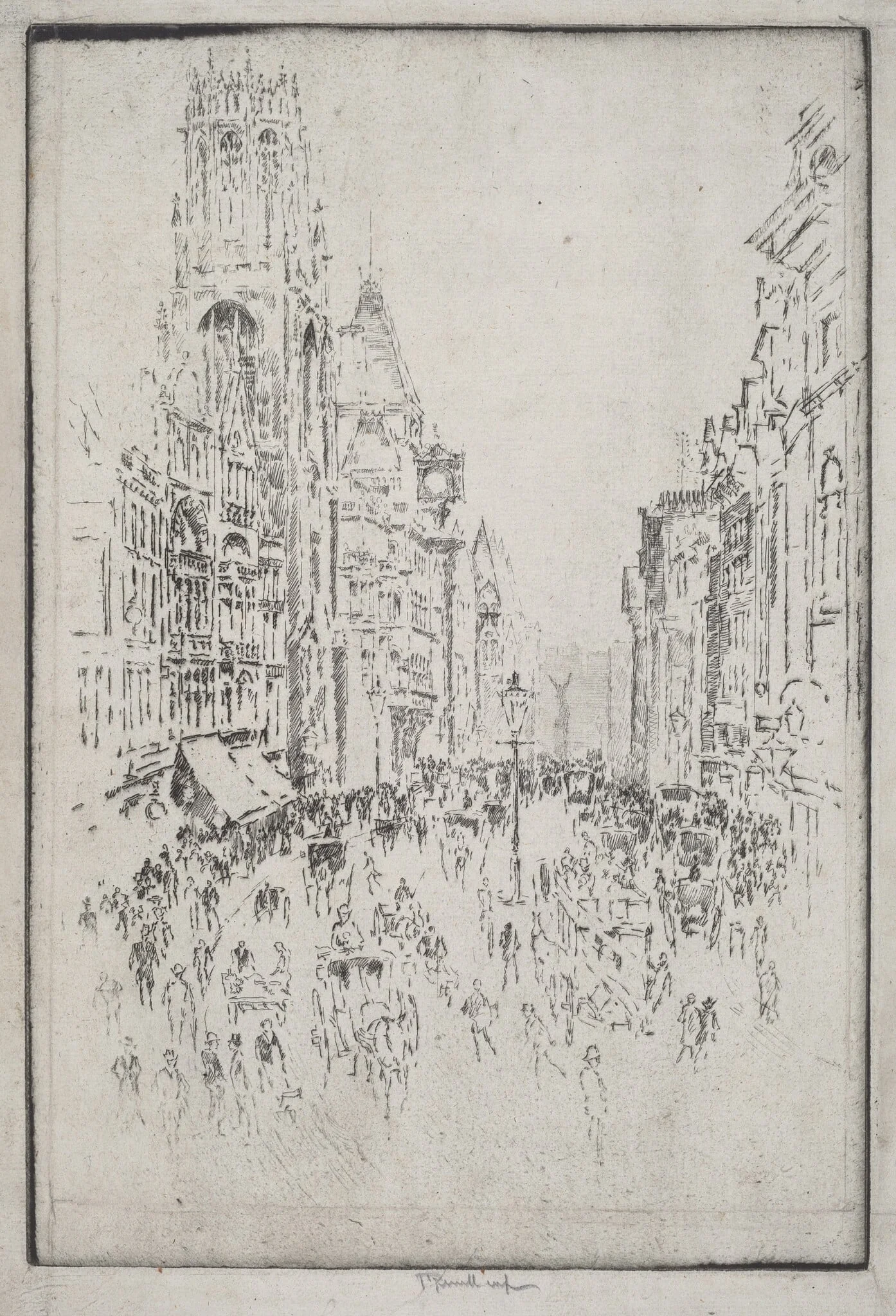 St. Dunstan's, Fleet Street, by Joseph Pennell, ink, 1903