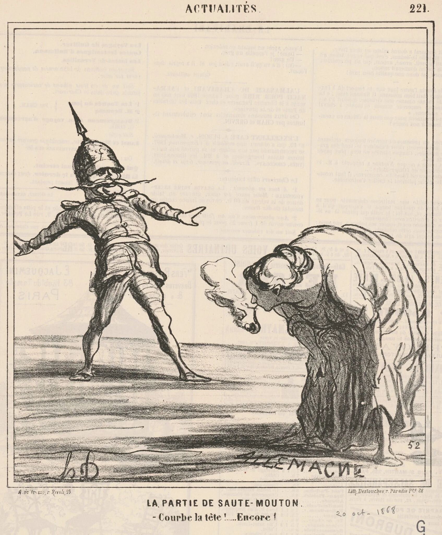 La partie de saute-mouton, by Honoré Daumier, ink, 1868