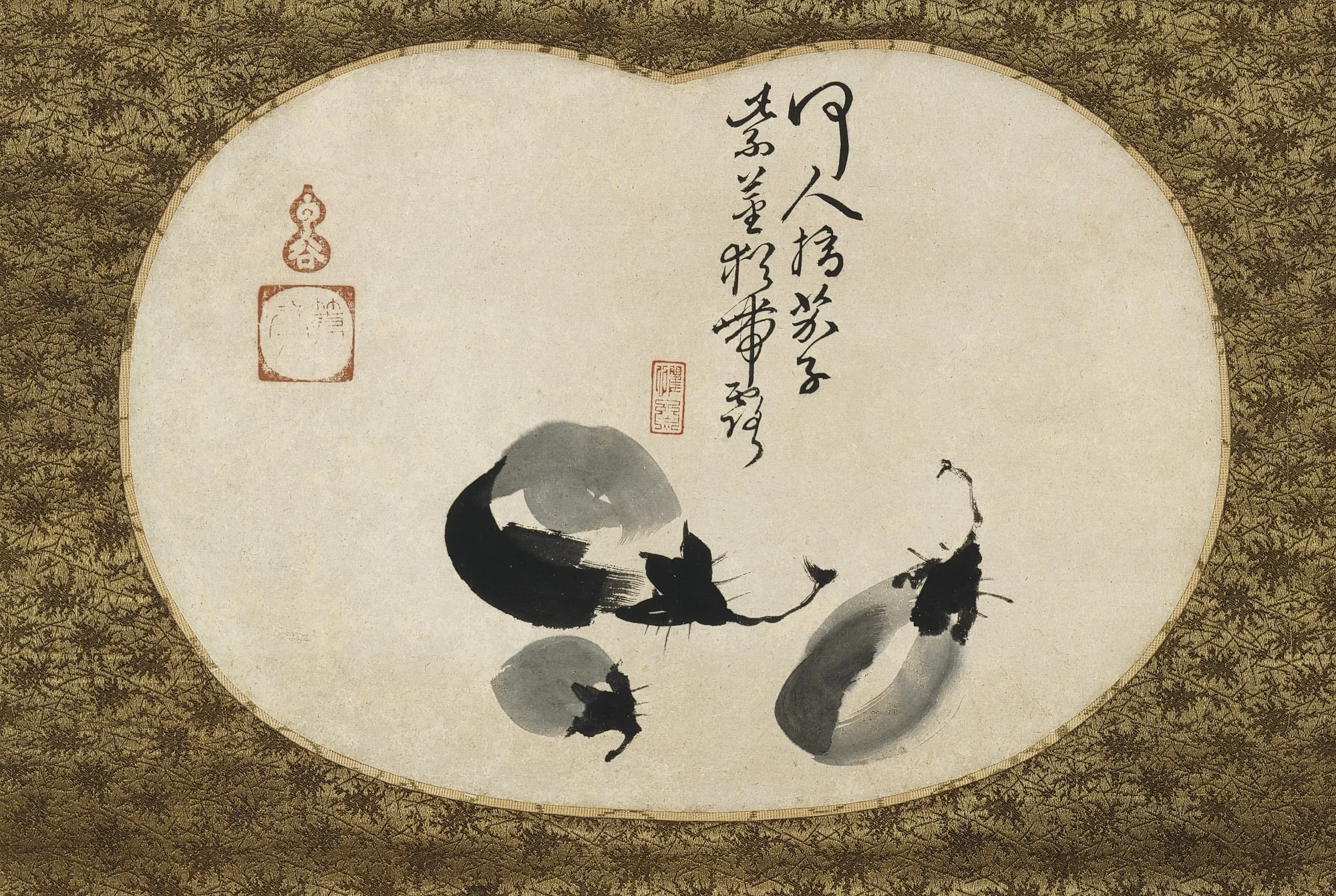 Eggplants and Poem, by Unkoku Tōeki, unspecified, 1600