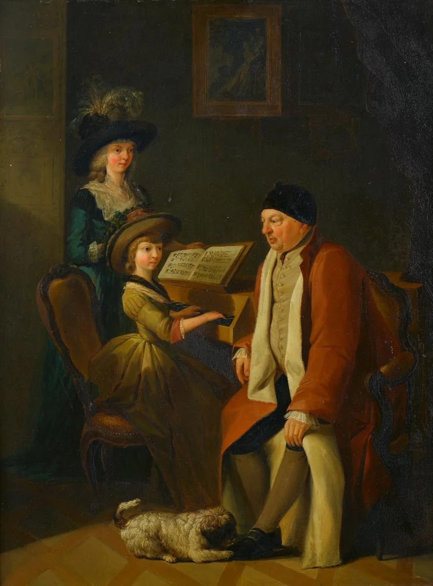 Familienbild, am Spinett, by Heinrich Freudweiler, oil, 1785