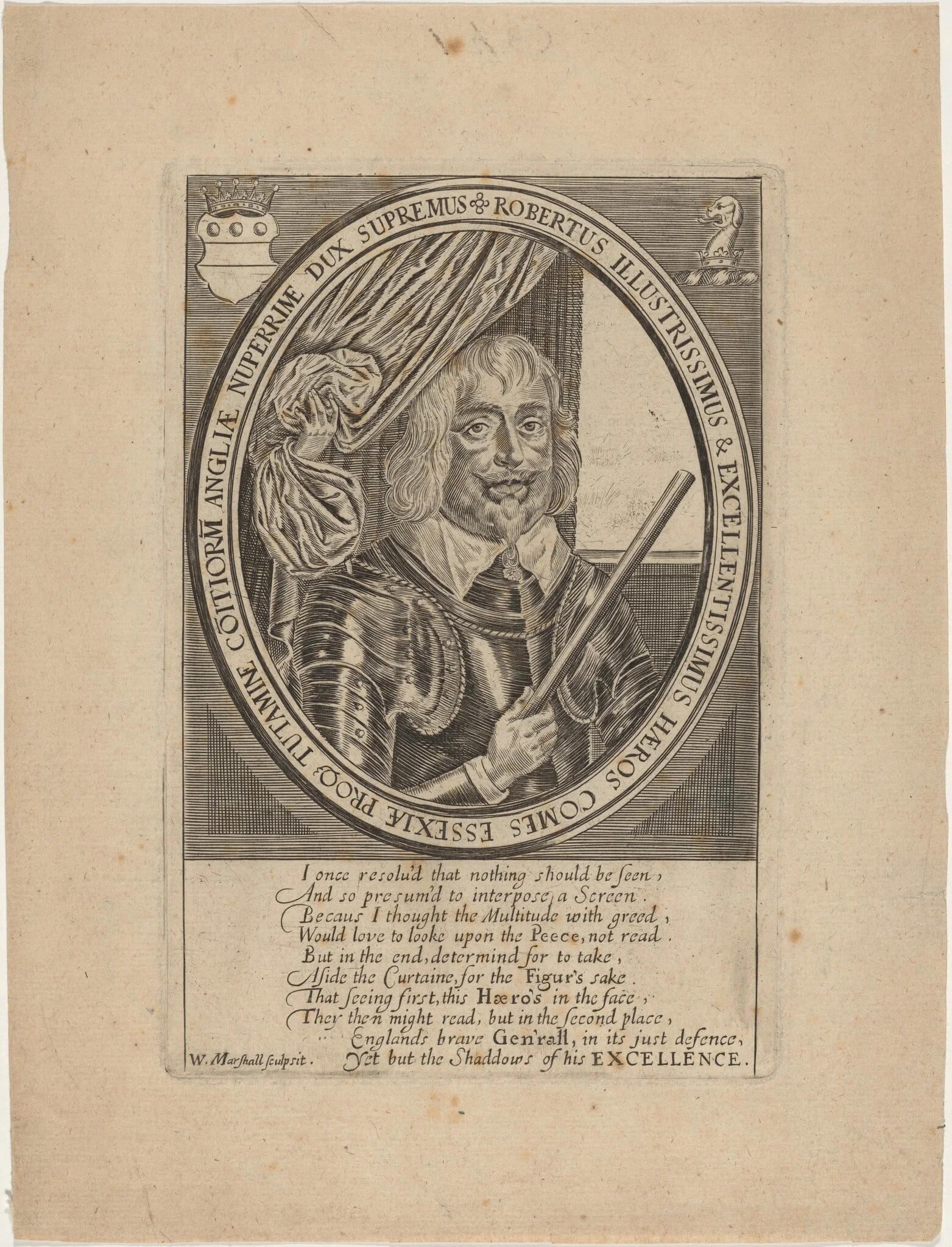 Robert Devereux, Third Earl of Essex, by William Marshall, ink, 1646