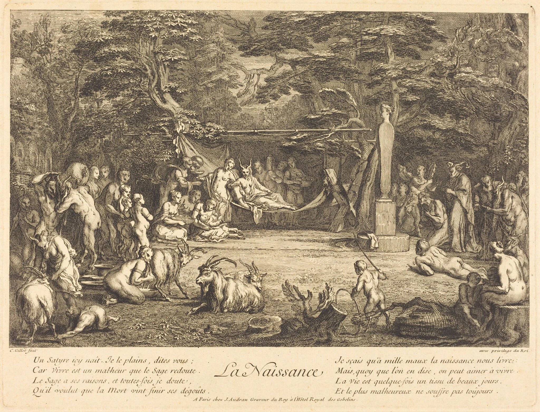 La Naissance (Birth), by Claude Gillot, ink, 1698
