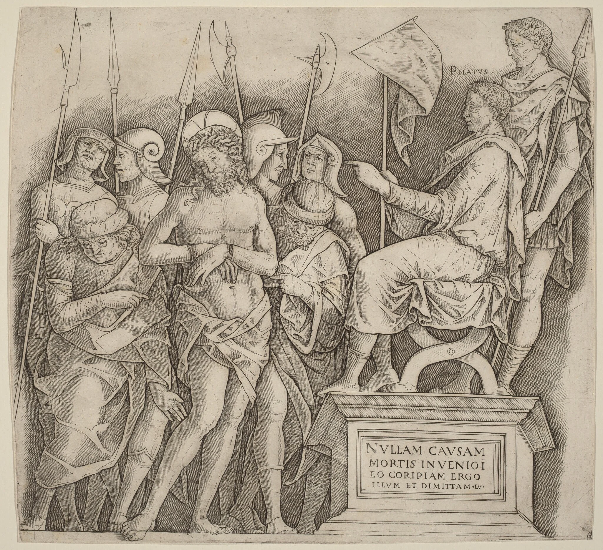 Christ before Pilate, by Giovanni Antonio da Brescia, ink, 1502