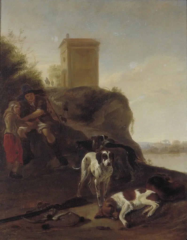 Hunters and Dogs in an Italian Landscape