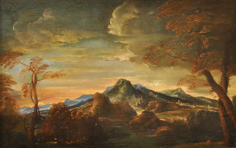 Paysage montagneux, by Louis Cretey, oil, 1650