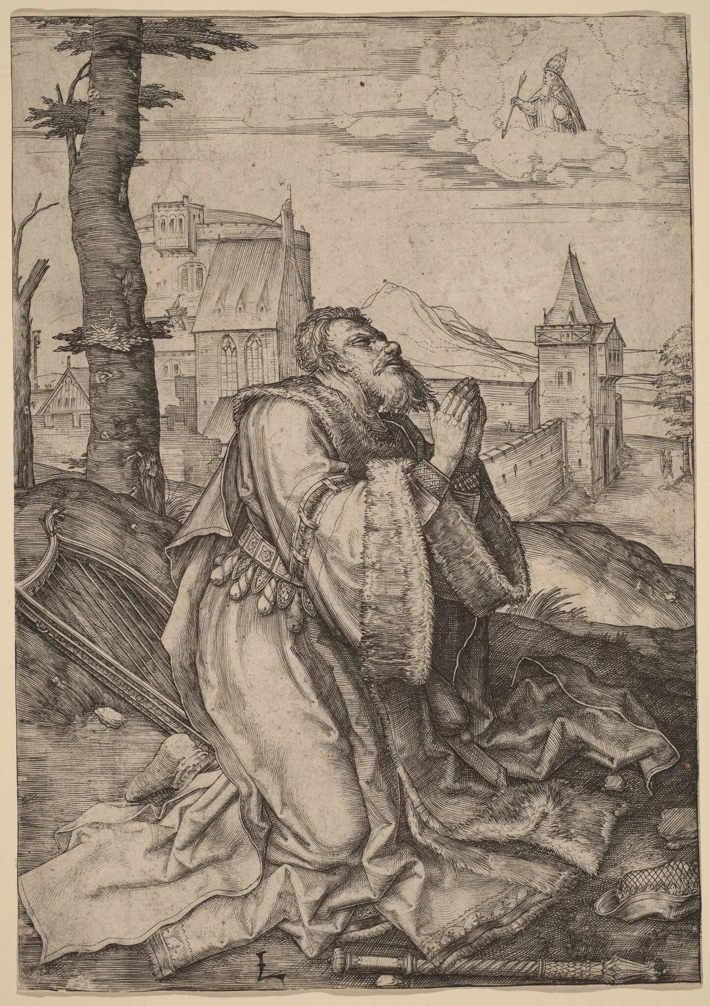 David Praying, by Lucas van Leyden, ink, 1508