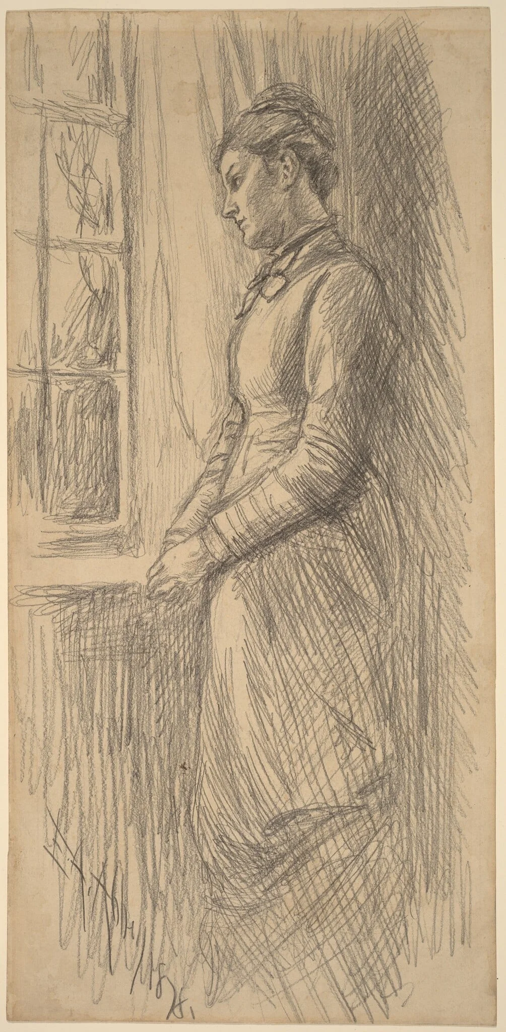 Solitude: Miss Vesta Rollinstall, by Edwin Austin Abbey, graphite, 1878