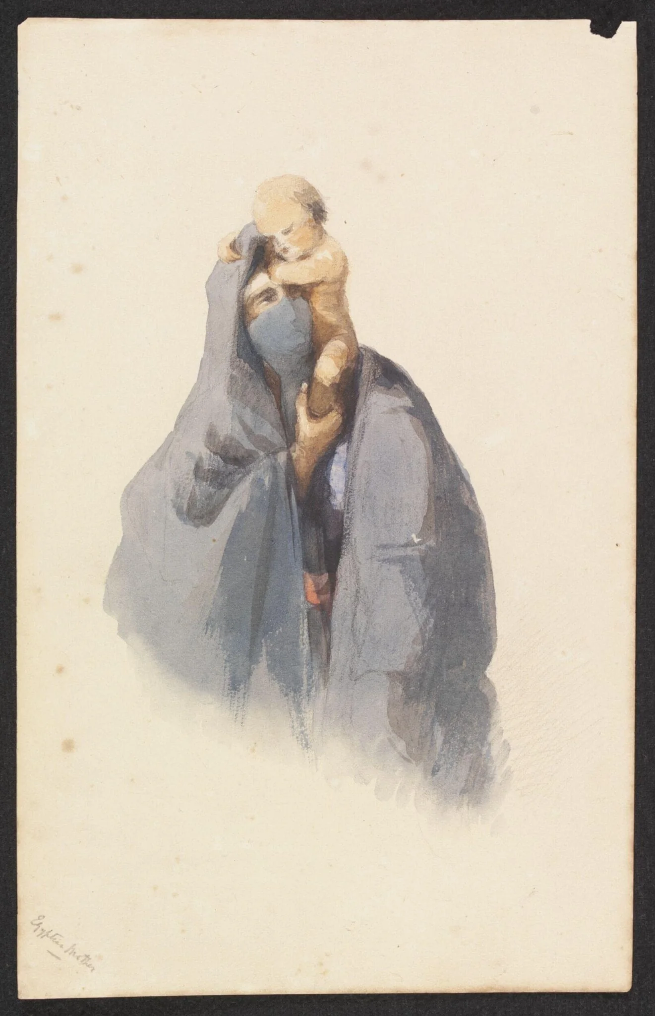 Egyptian Mother, by Unknown, watercolor, 1850