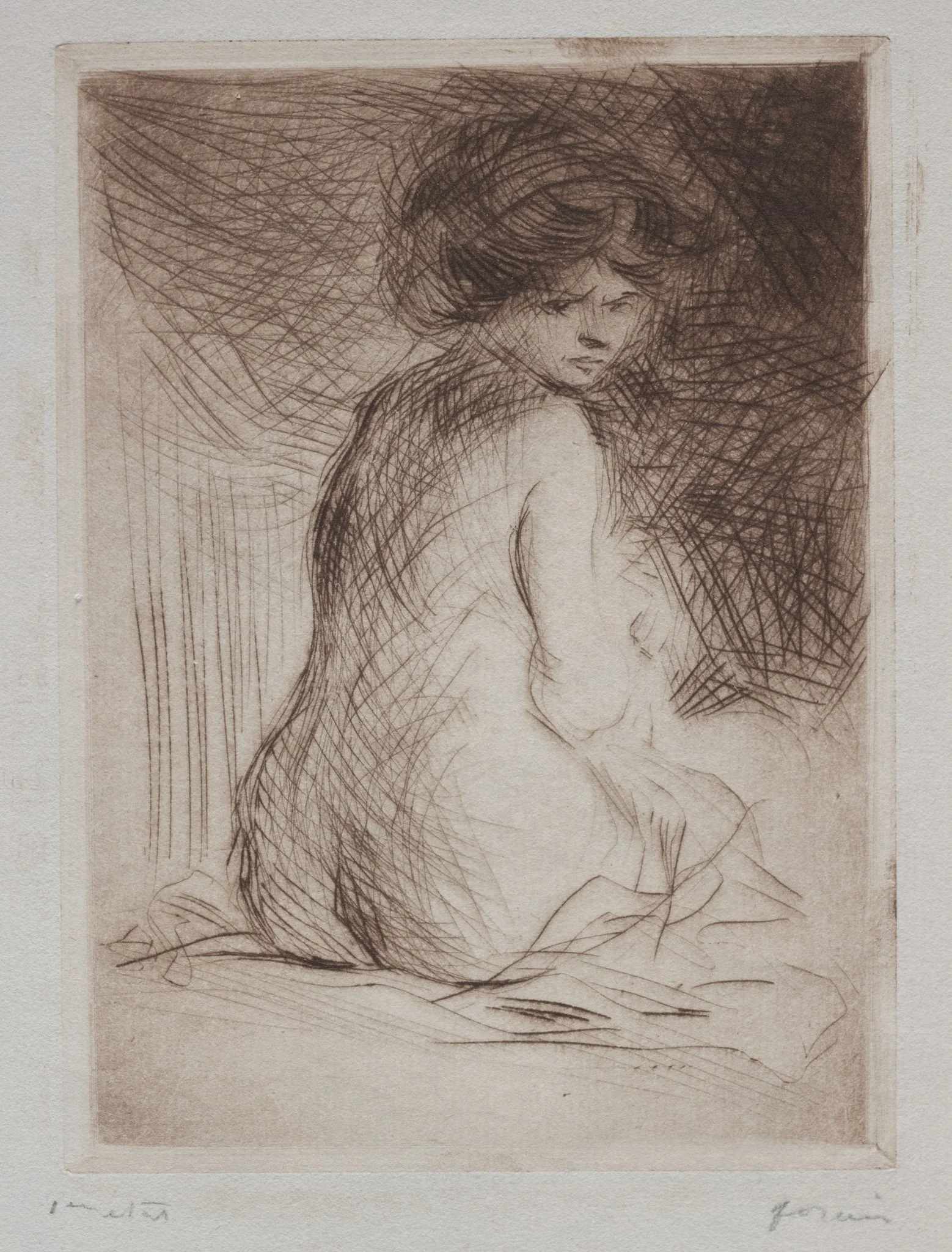 Seated Nude Woman from the Back, by Jean-Louis Forain, 1910