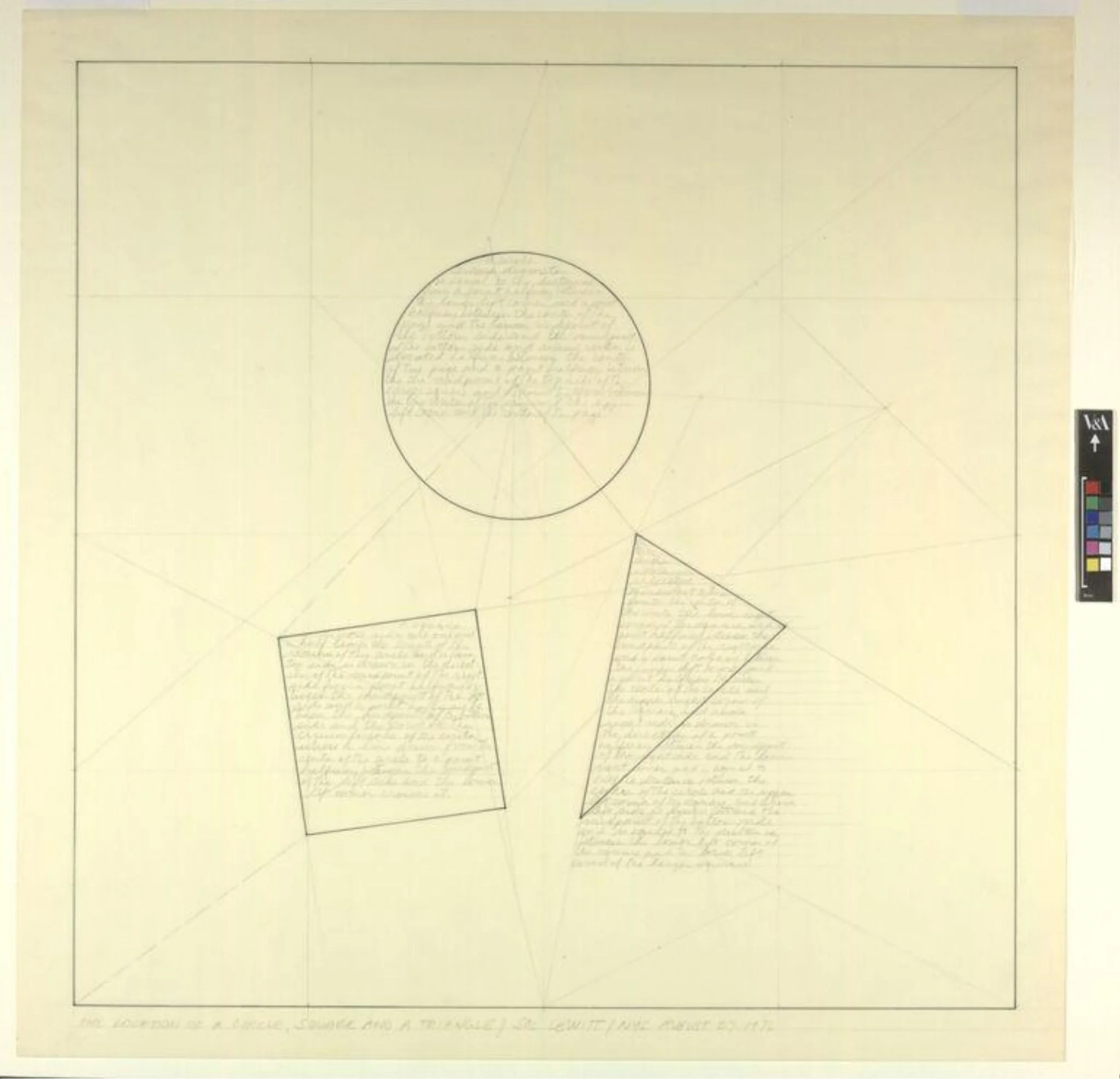The location of a circle, square and a triangle, by Sol LeWitt, 1976