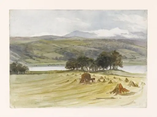 Harvest scene, Esthwaite Water