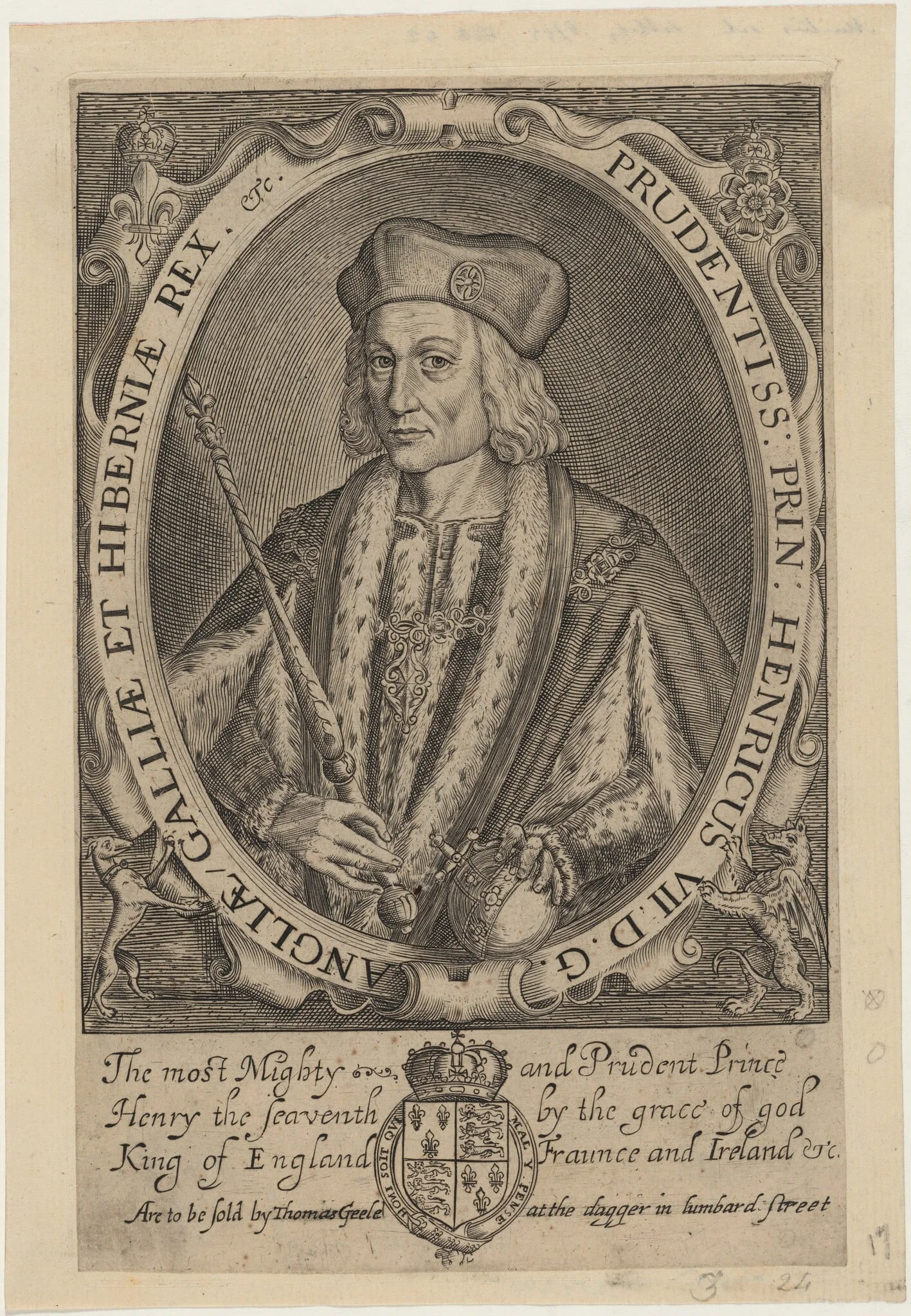 Henry VII of England, by Renold Elstrack, ink, 1598