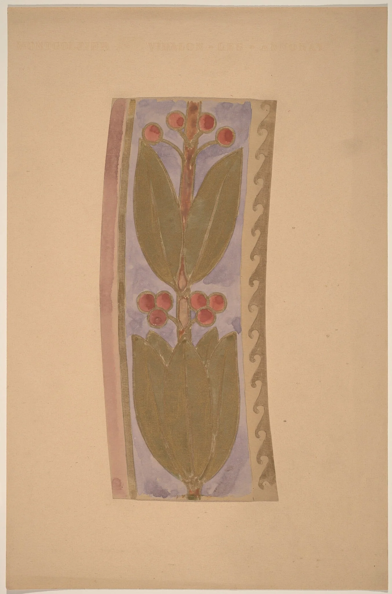 Study for a Border Design, by Charles Sprague Pearce, gouache, 1894