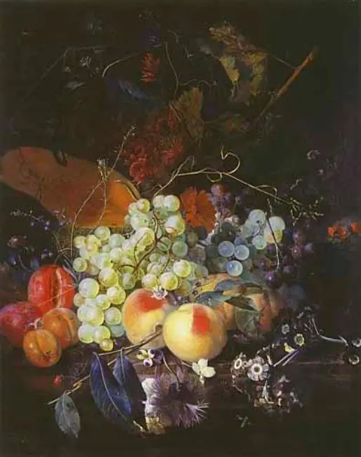 Fruit and Flowers on a Marble Table