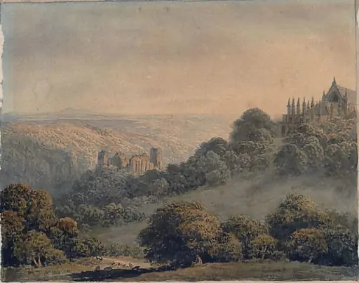 Roslin Chapel, with castle, near Edinburgh