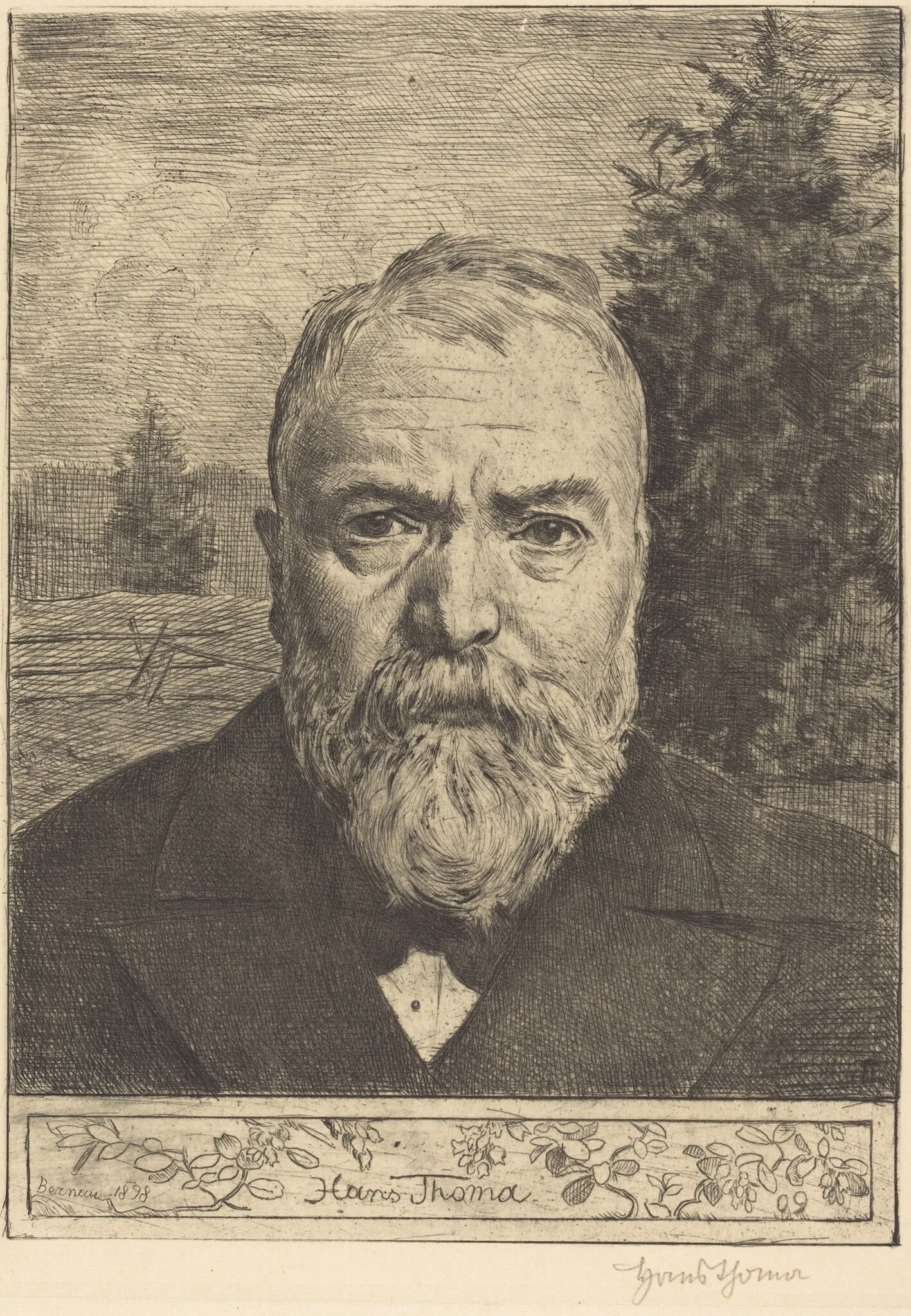 Self-Portrait II, by Hans Thoma, ink, 1898