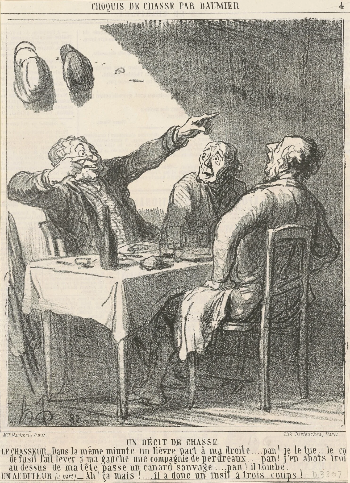 Un récit de chasse, by Honoré Daumier, ink, 1864