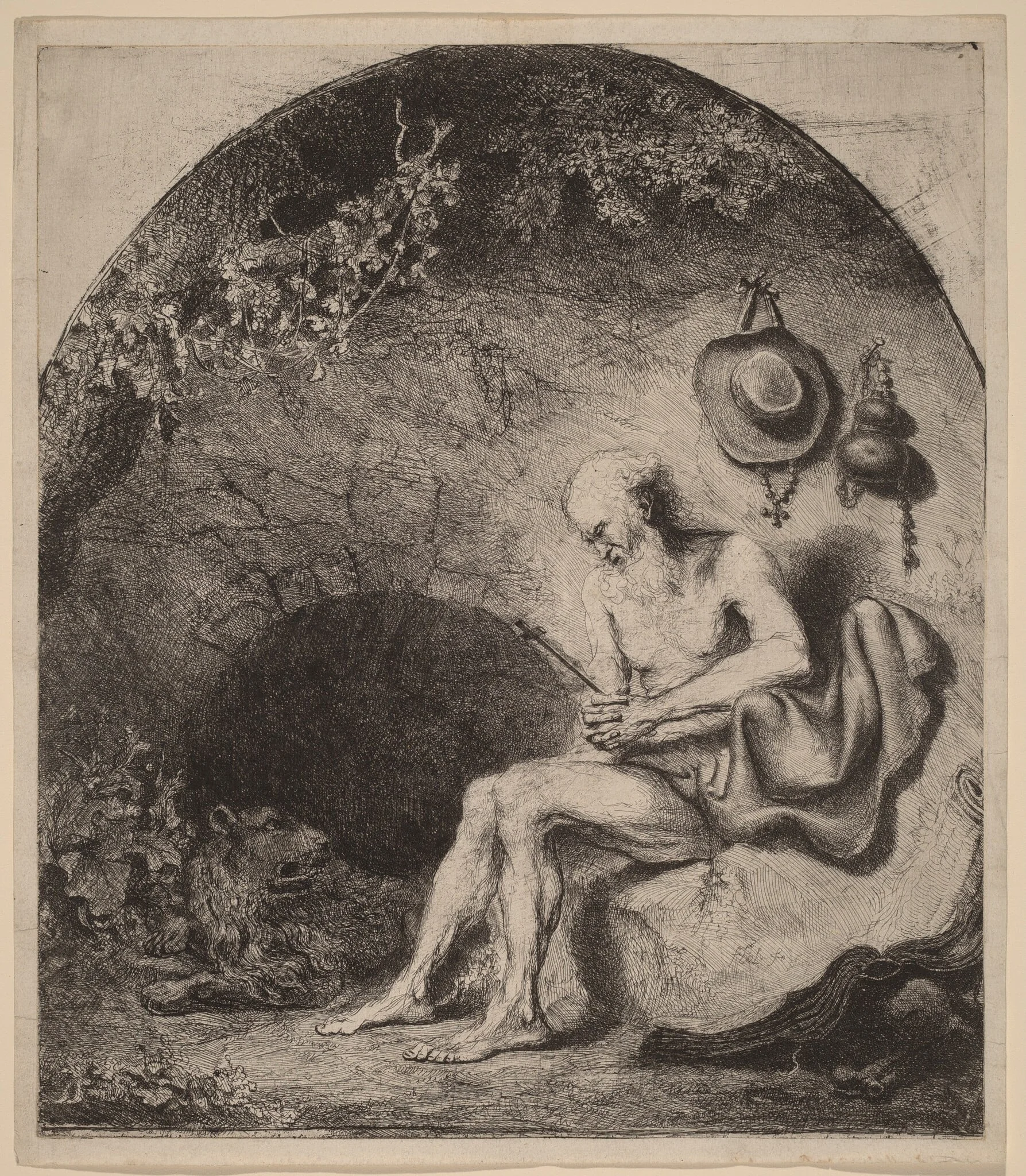 Saint Jerome in the Cave, by Ferdinand Bol, ink, 1644