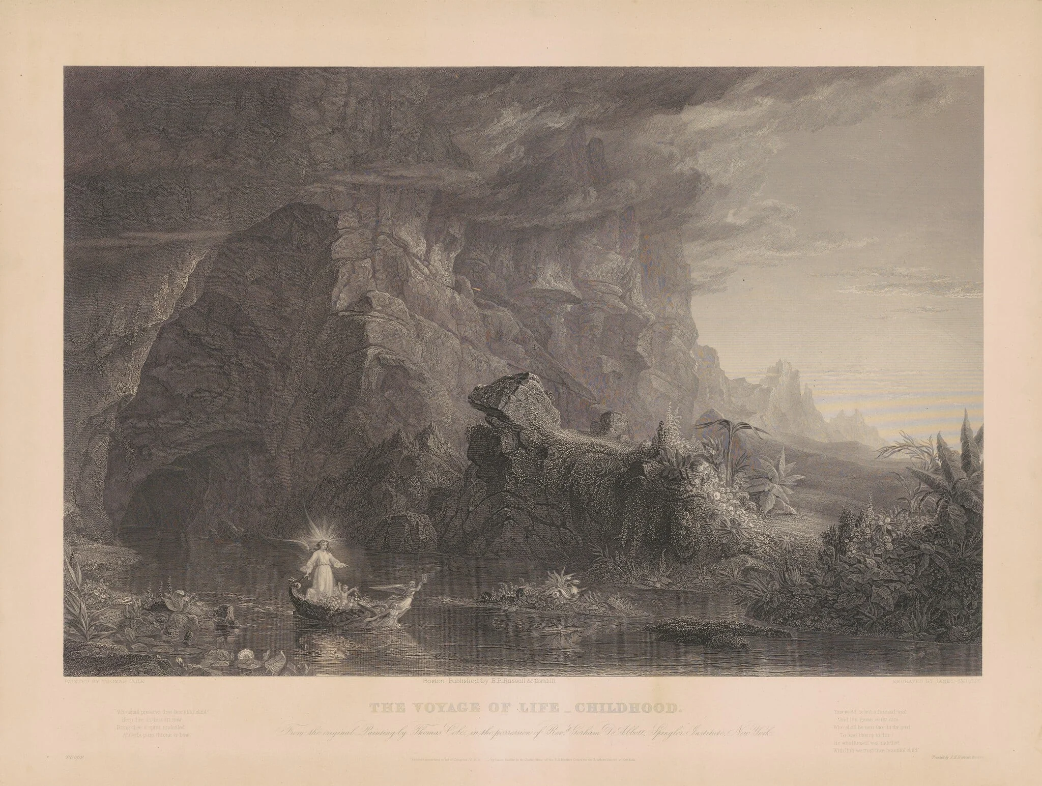 The Voyage of Life: Childhood, by James Smillie, ink, 1855
