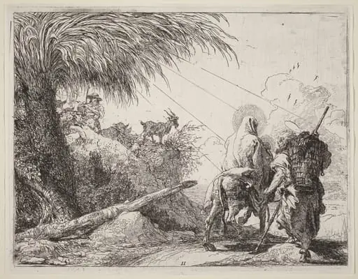 The Flight, Holy Family at the Right, Joseph Looking to the Left