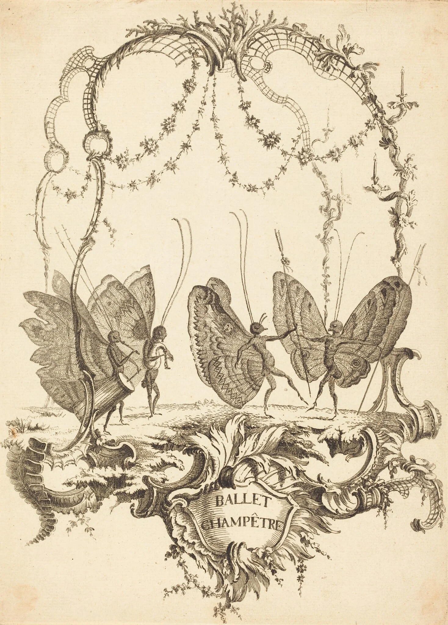 Ballet Champêtre (Country Ballet), by Charles Germain de Saint-Aubin, ink, 1756