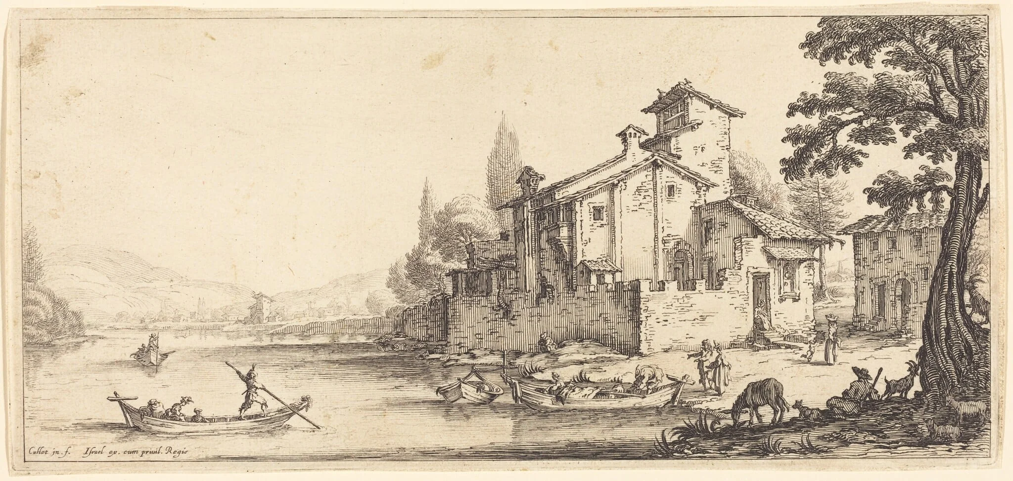 The Walk by the Water, by Jacques Callot, ink, 1630