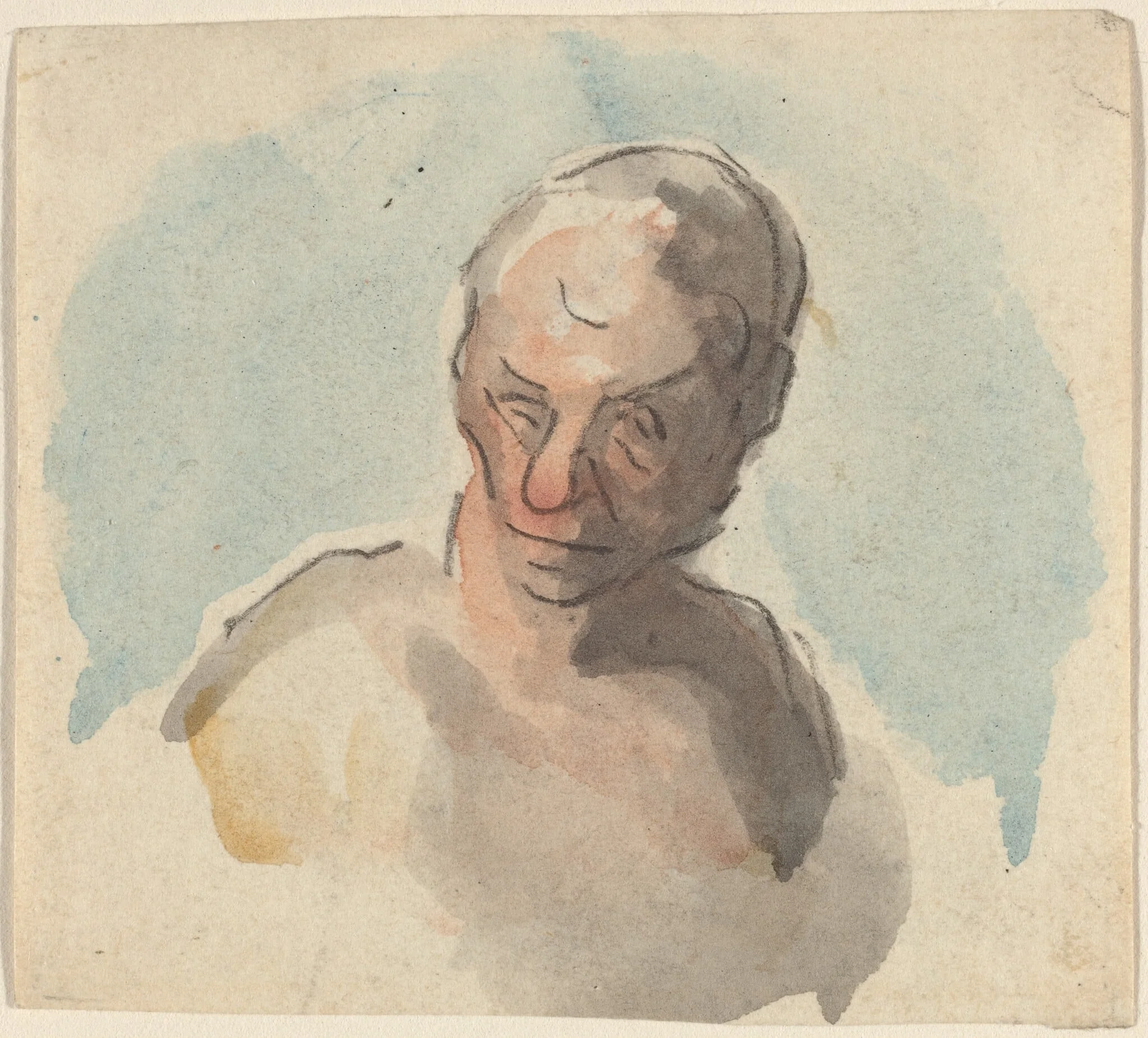 Head of a Man, by Honoré Daumier, chalk, 1844