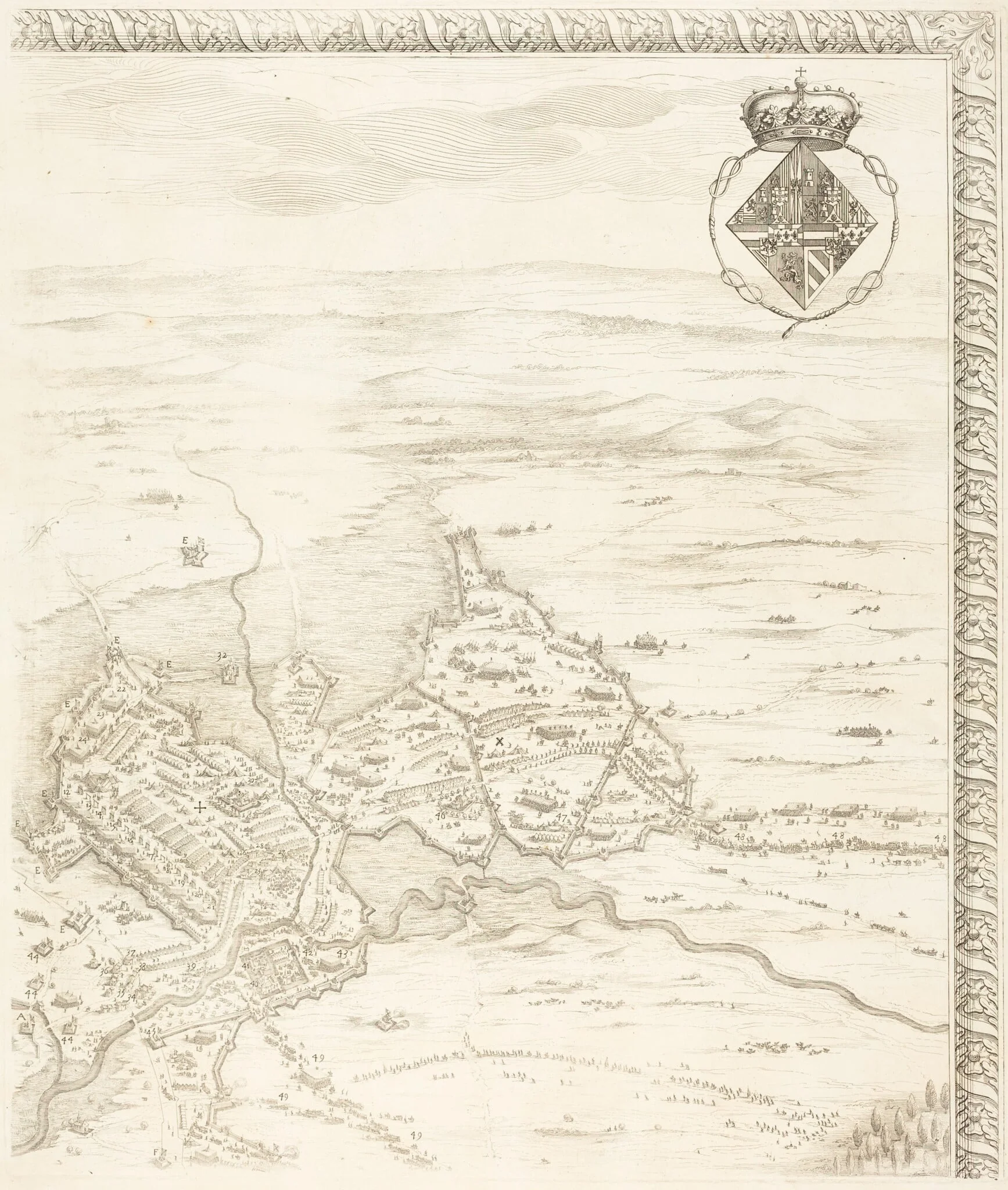 The Siege of Breda [plate 3 of 6], by Jacques Callot, ink, 1628