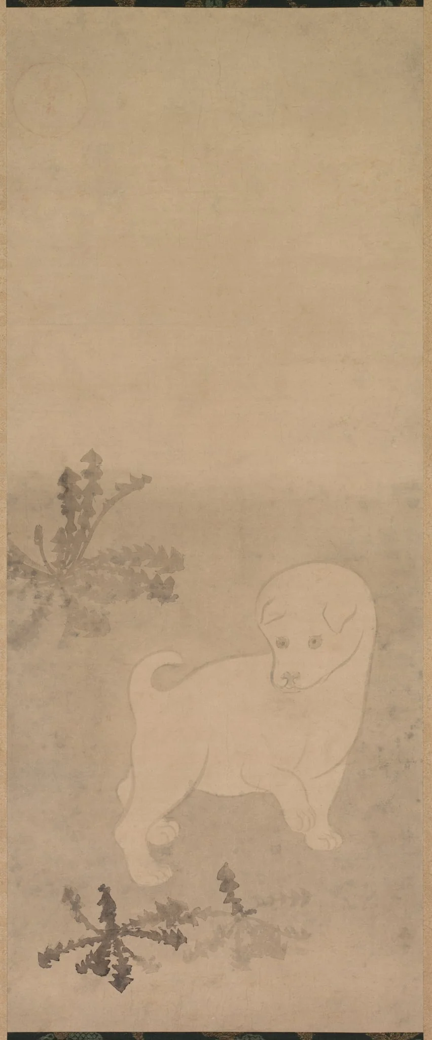 Puppy with Dandelions, by Tawaraya Sōtatsu, unspecified, 1620