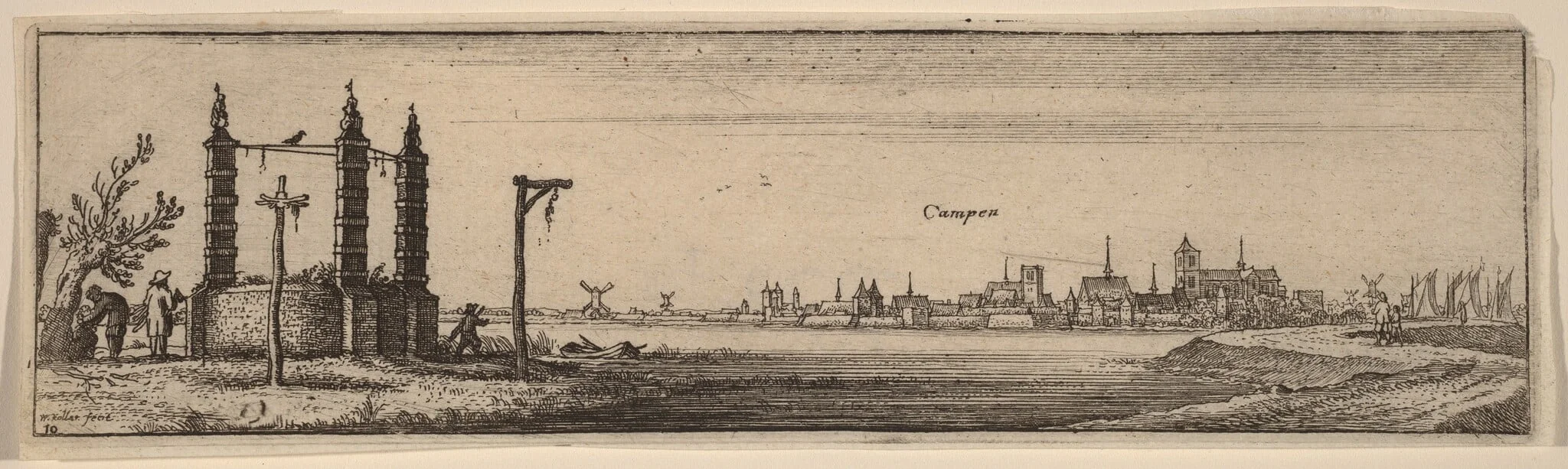 Kampen, by Wenceslaus Hollar, ink, 1632