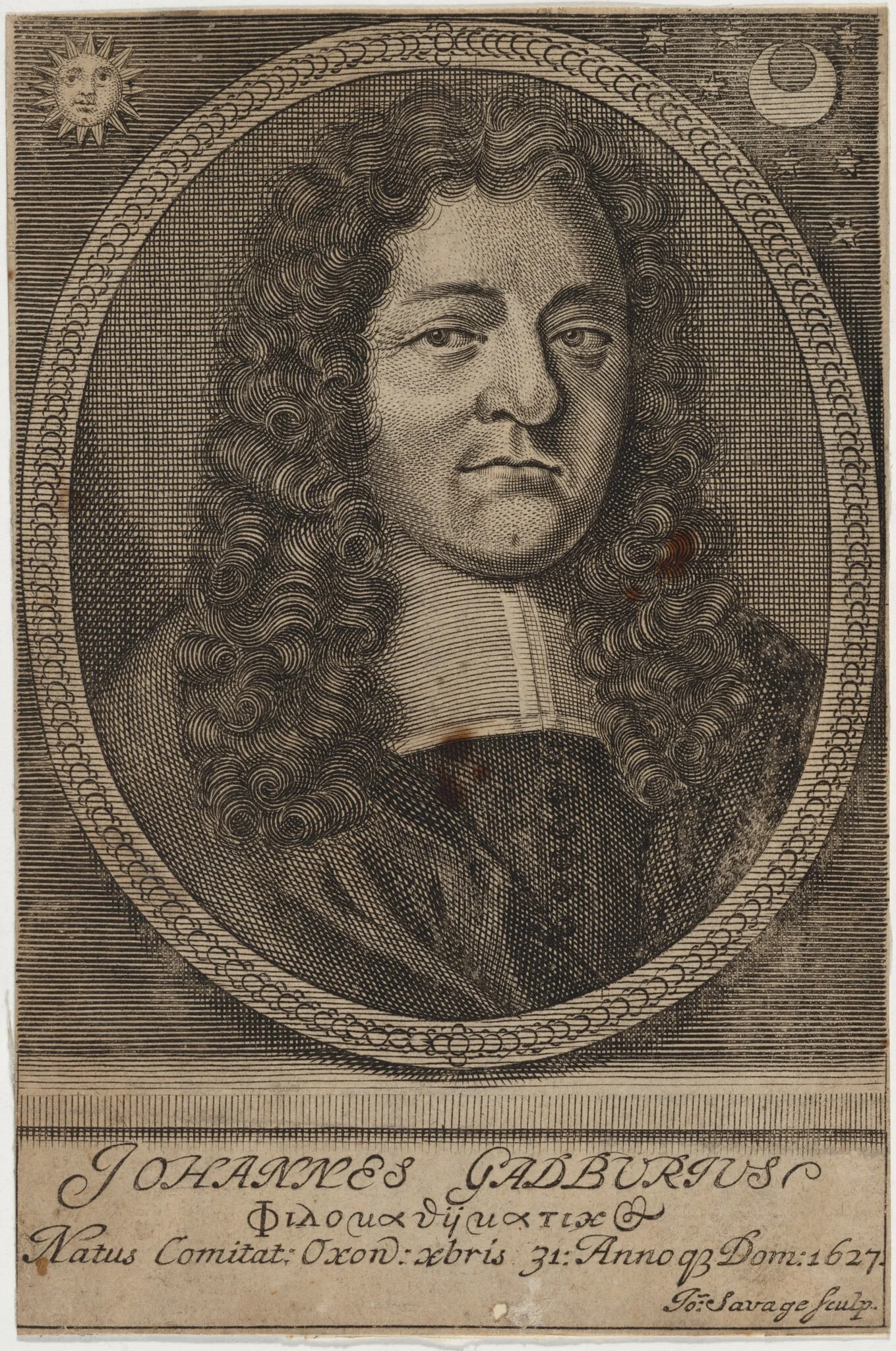 John Gadbury, Astrologer, by John Savage, ink, 1680