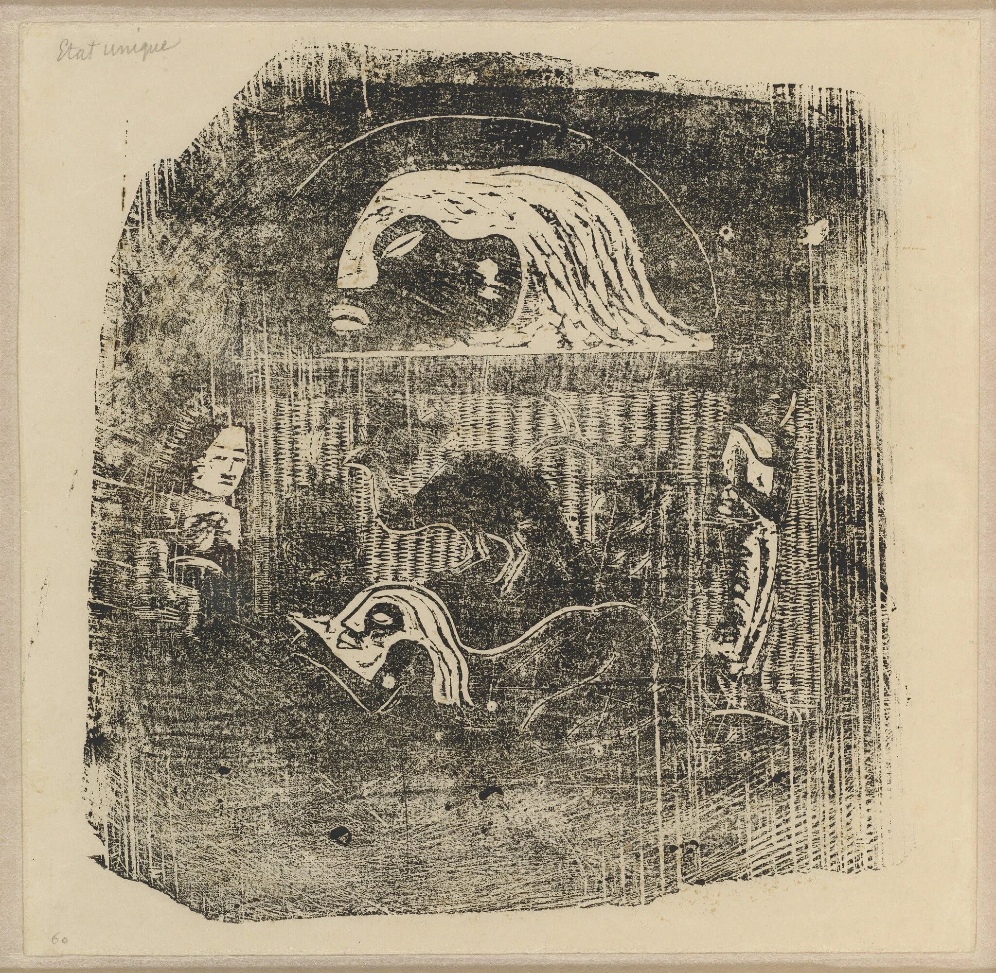 Te Atua (The Gods) Small Plate [verso], by Paul Gauguin, ink, 1895