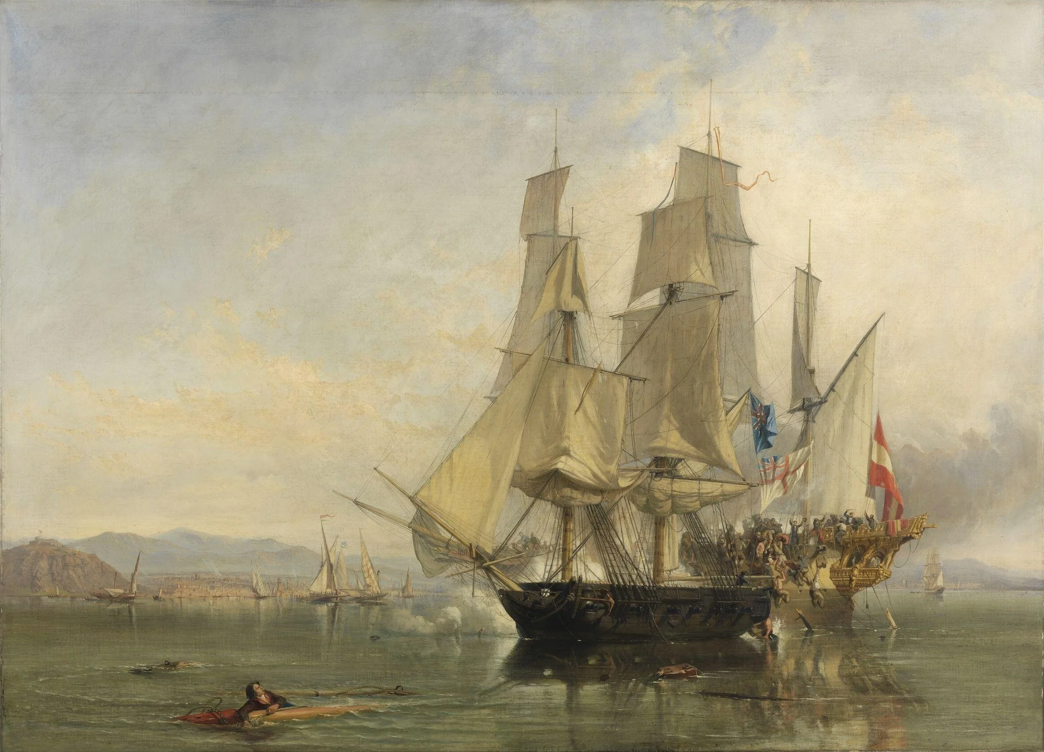 The Action and Capture of the Spanish Xebeque Frigate El Gamo, by Clarkson Frederick Stanfield, oil, 1840