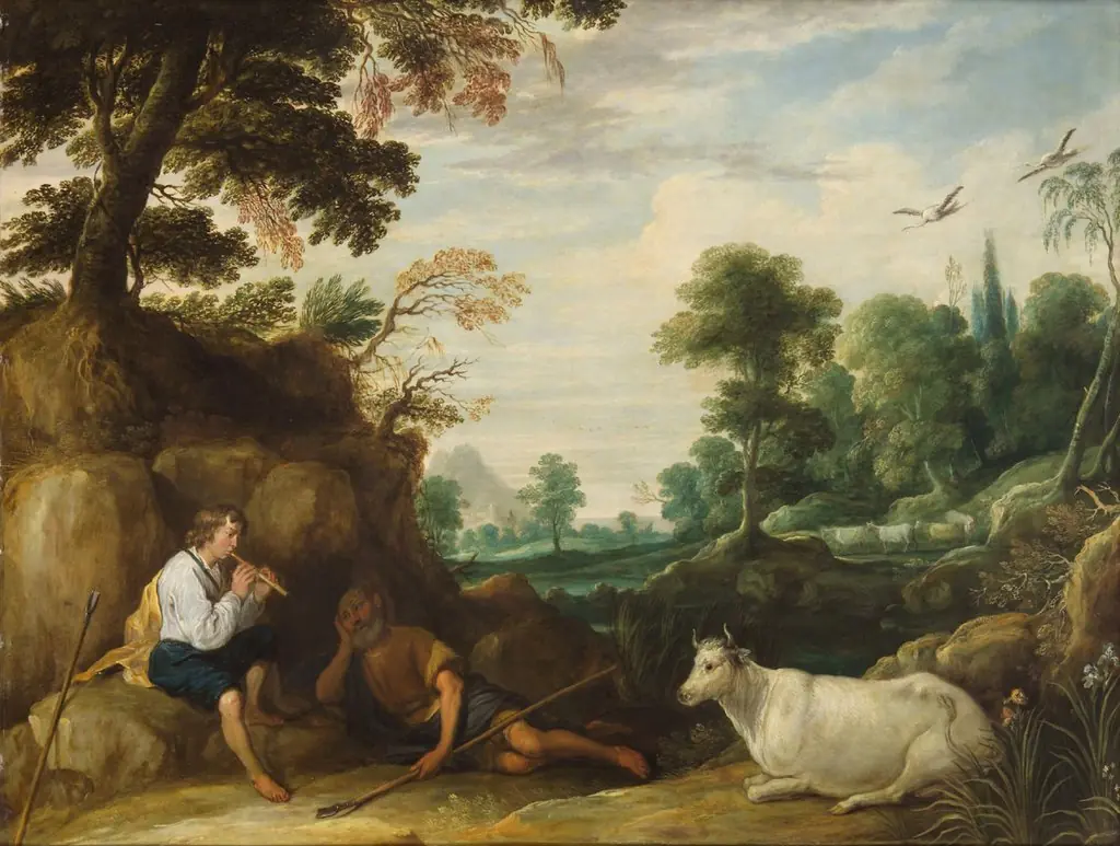 Mercury playing the flute for Argus