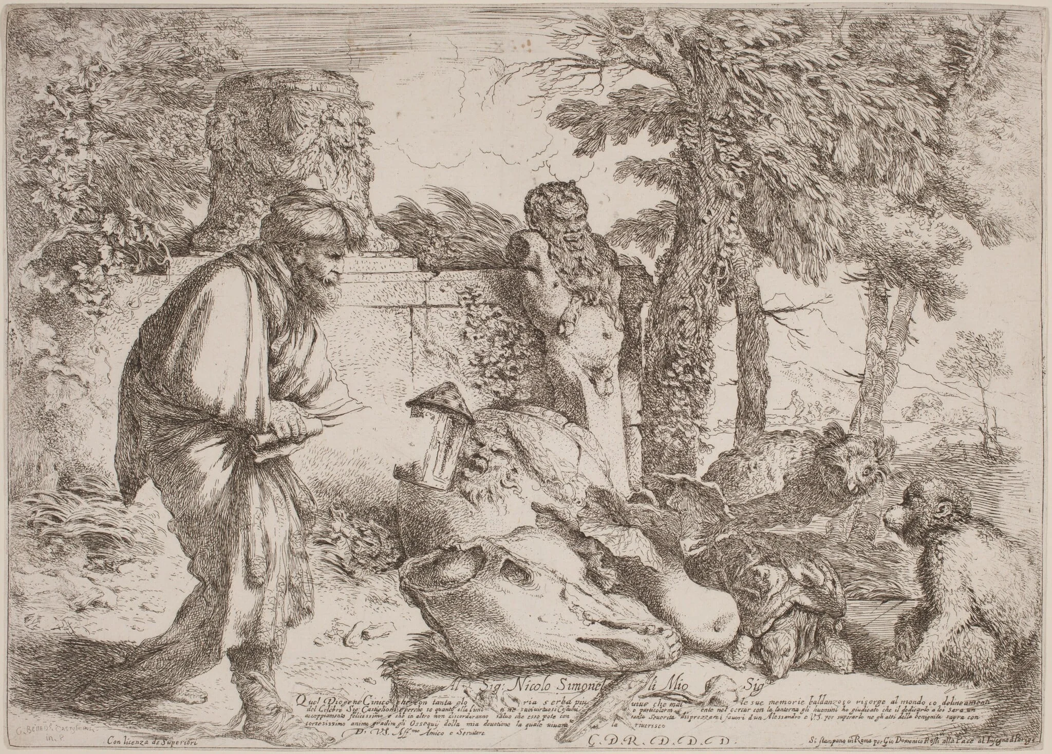 Diogenes Searching for an Honest Man, by Giovanni Benedetto Castiglione, ink, 1644