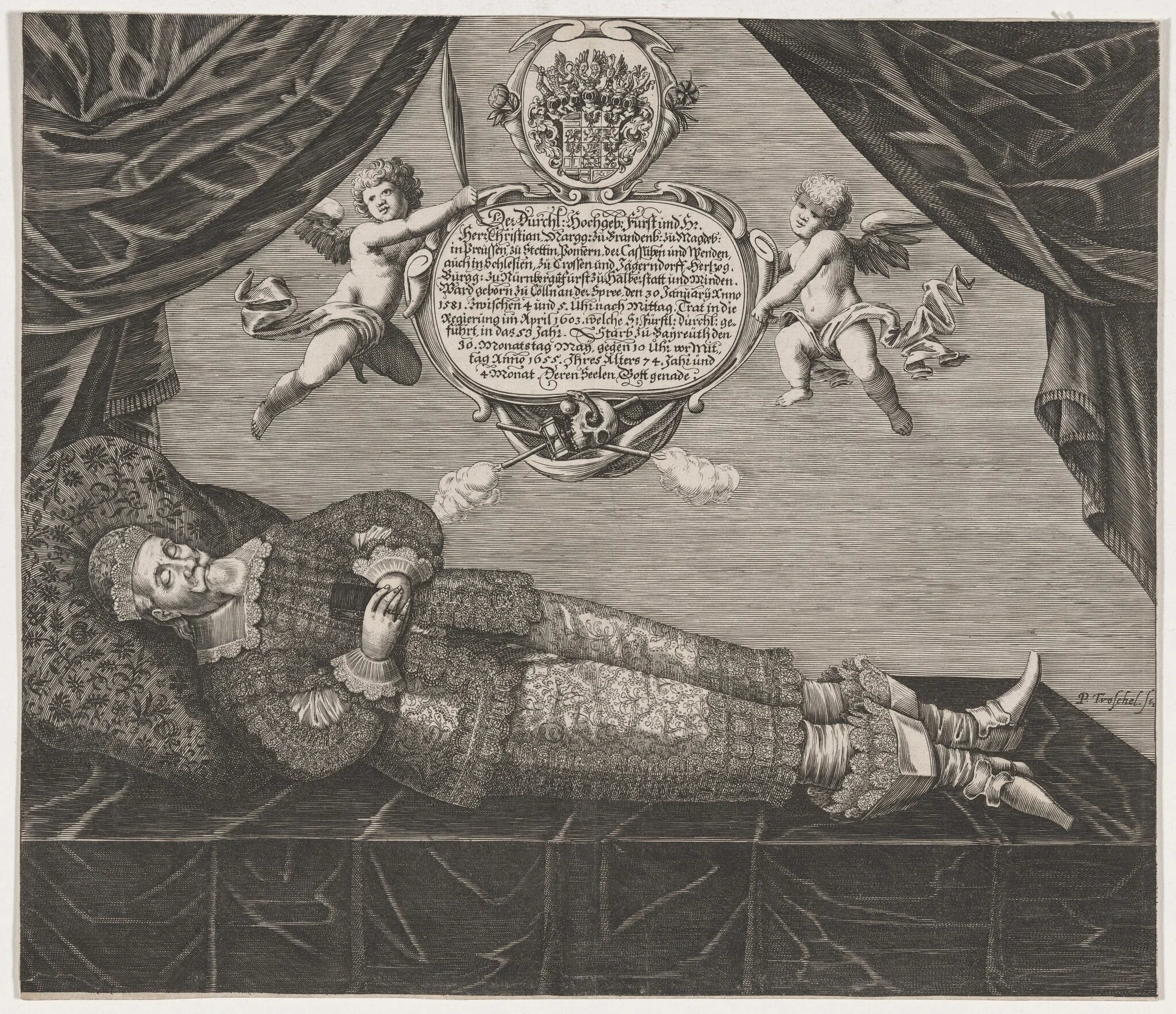 Christian, Margrave of Brandenburg-Bayreuth on his Deathbed, by Peter Troschel, ink, 1656