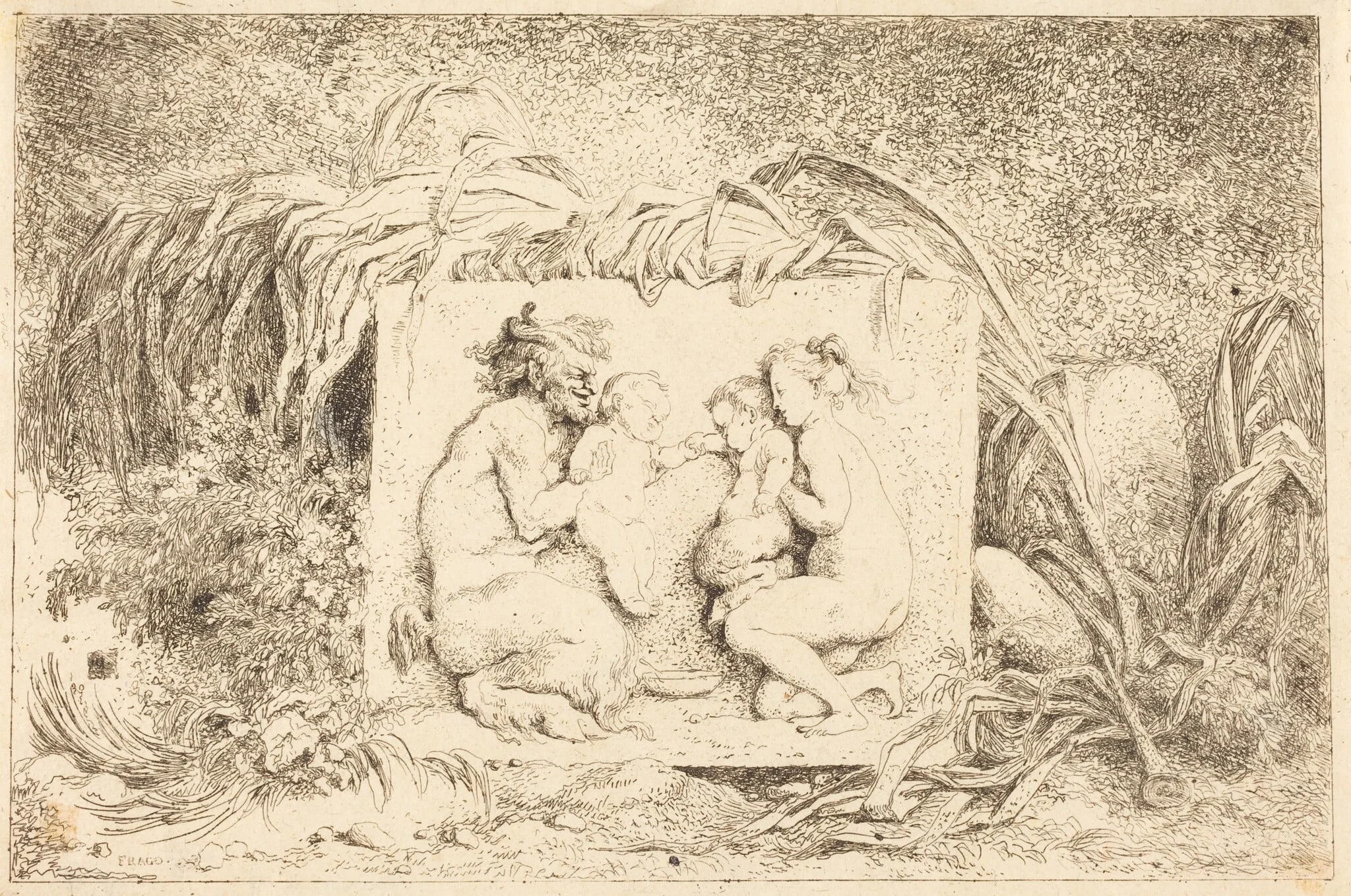 The Satyr's Family (La famille du satyre), by Jean Honoré Fragonard, ink, 1763