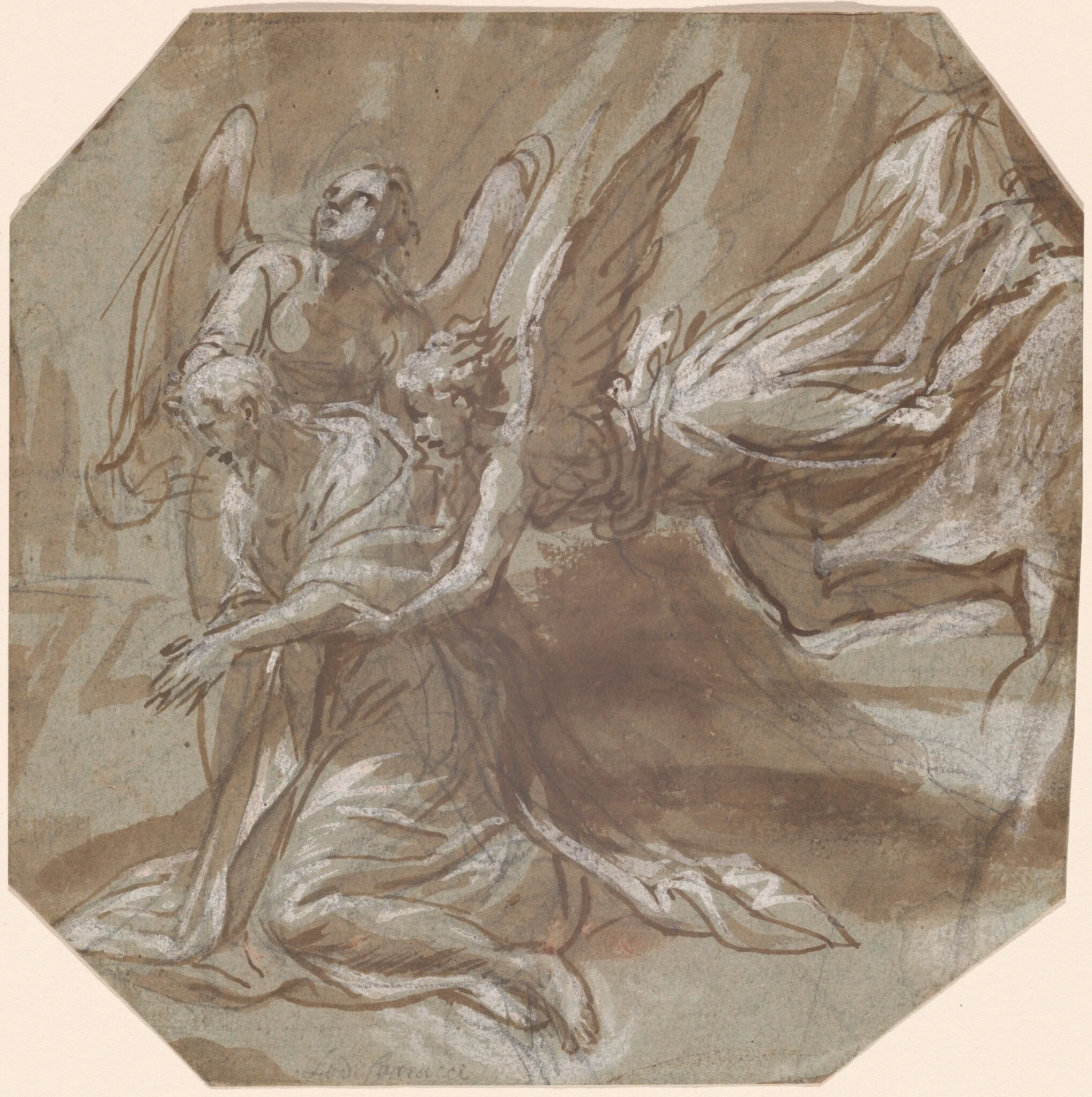 Christ in Gethsemane, by Zanguidi, called Bertoia, Jacopo, chalk, 1564