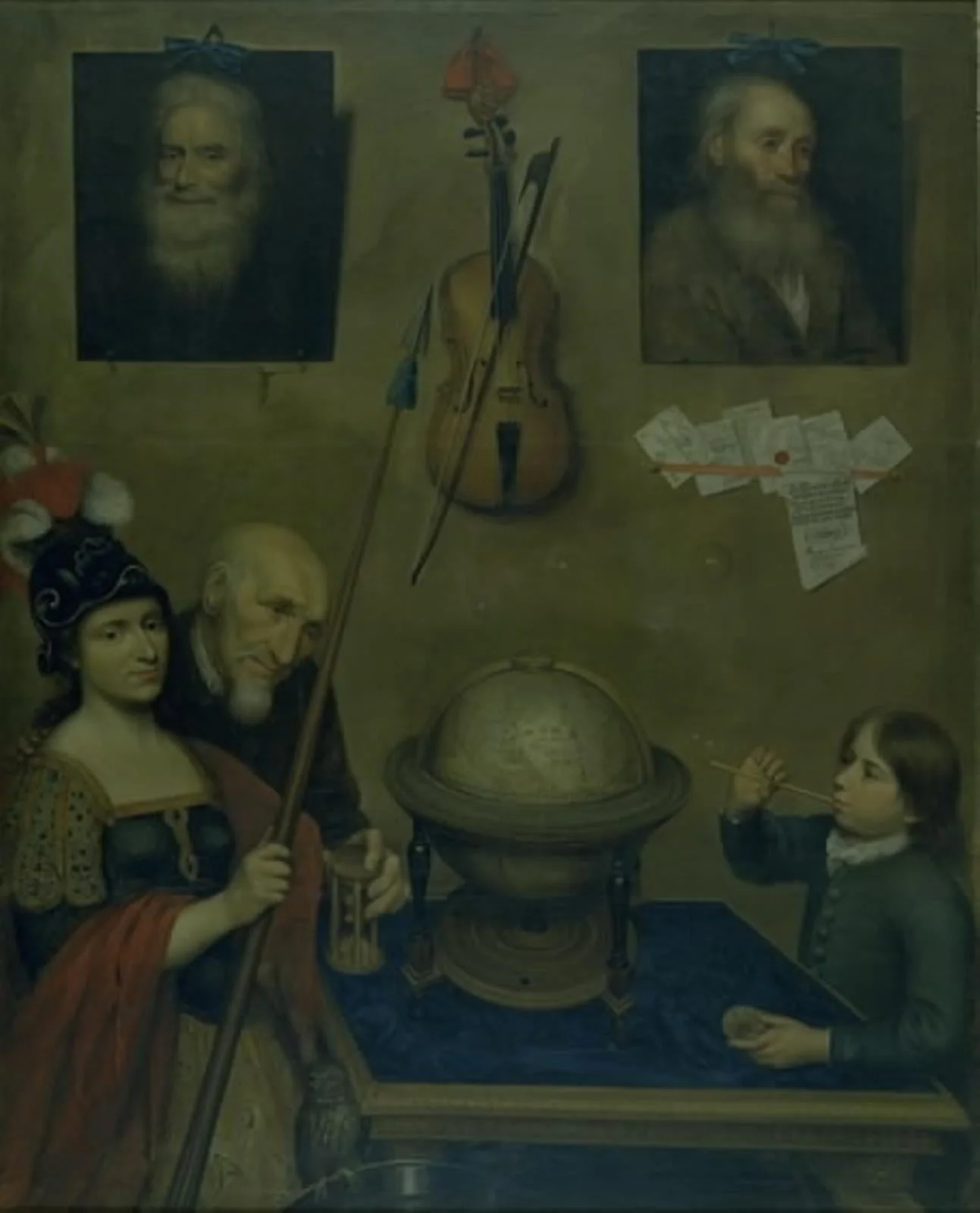 Vanitas med Minerva, by Unknown, 1709