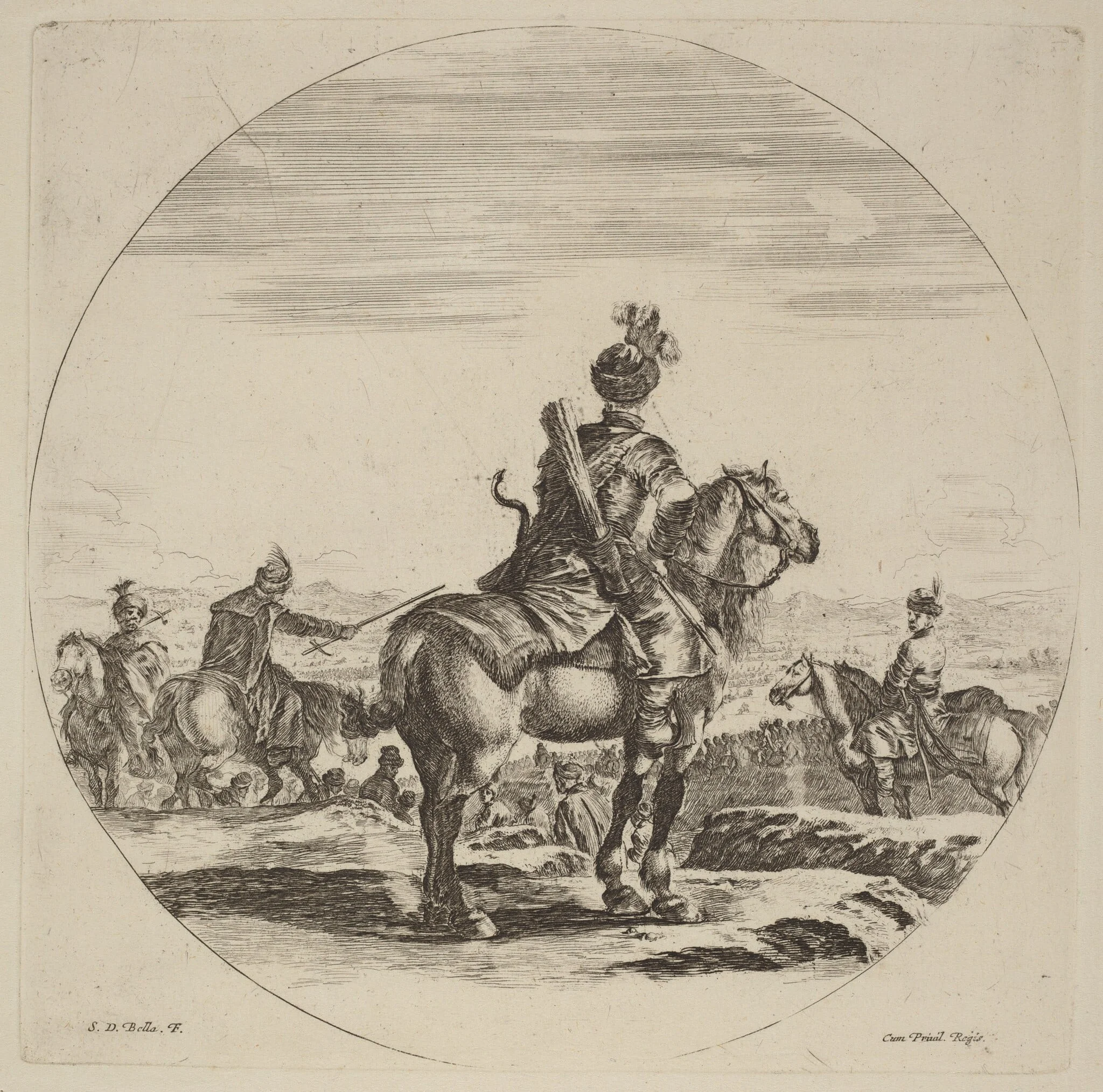 Polish Cavalier, by Stefano Della Bella, ink, 1637