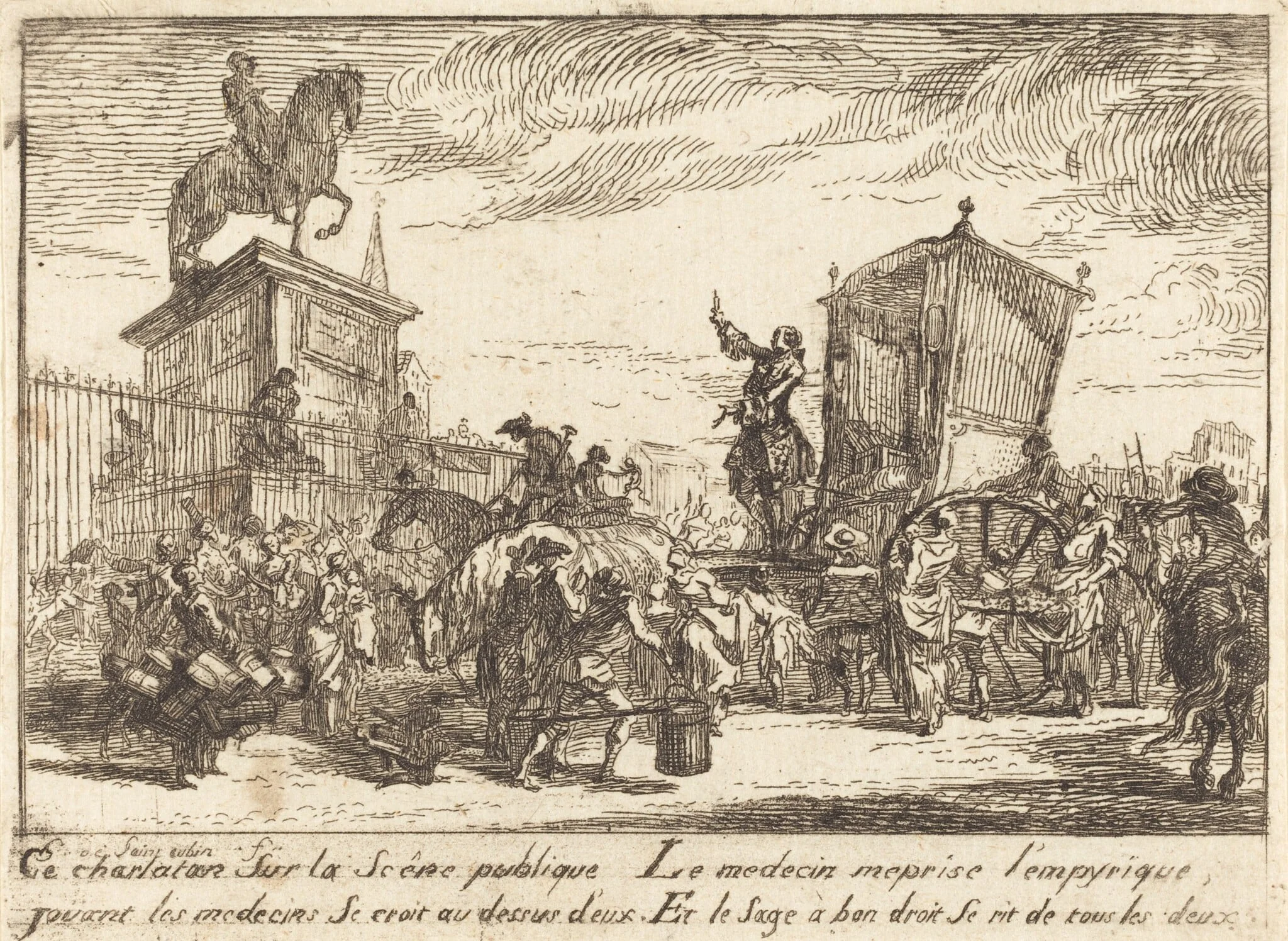 The Charlatan (Le charlatan), by Gabriel de Saint-Aubin, ink, 1760