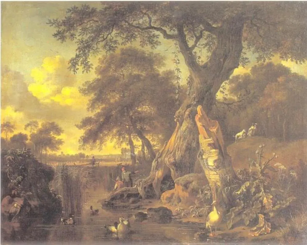River Landscape with Fisherman and Hunter, 1671