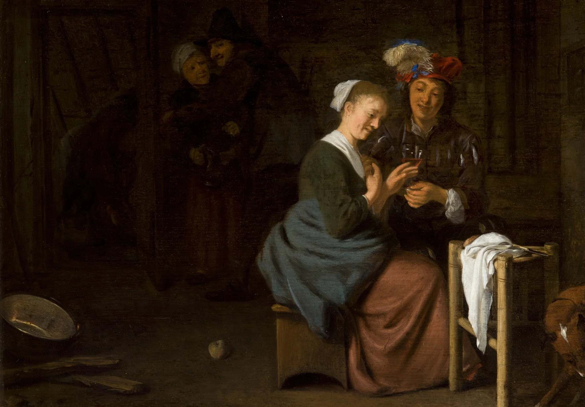 Genre Scene (Couple in the Interior), by Ludolf de Jongh, oil, 1657